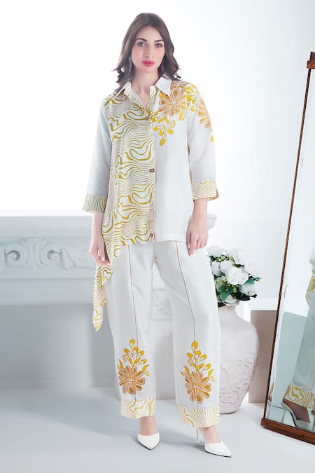 Sunita Nagi Blossom Applique & Swerve Print Tunic With Pant 