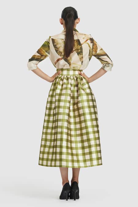 Gauri & Nainika Carnation Print Chanderi Shirt 