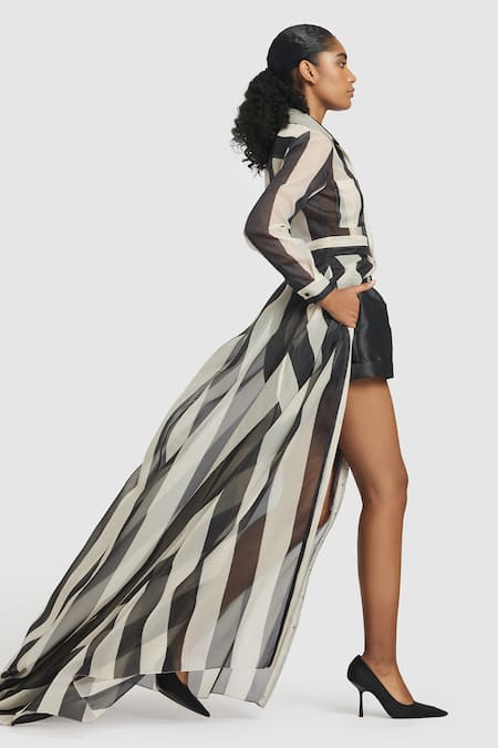 Shop Gauri & Nainika Black Microfiber Solid Mid Waisted Shorts at Aza Fashions Shop_Gauri & Nainika_Black Microfiber Solid Mid Waisted Shorts _at_Aza_Fashions