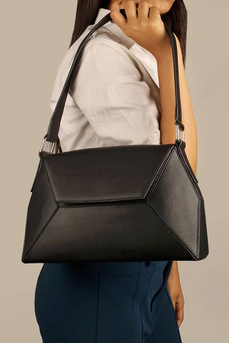 The House Of Ganges_Black Hazel Rectangle Shaped Handbag_Online_at_Aza_Fashions