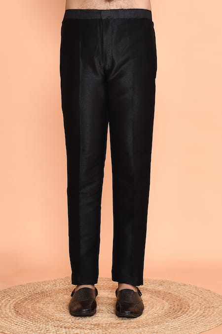 Arihant Rai Sinha_Black Silk Embroidery Geometric Kurta With Pant _Online_at_Aza_Fashions