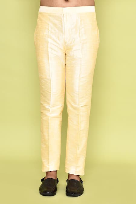 Arihant Rai Sinha_Yellow Silk Sequins, Embroidery Kurta With Pant _Online_at_Aza_Fashions