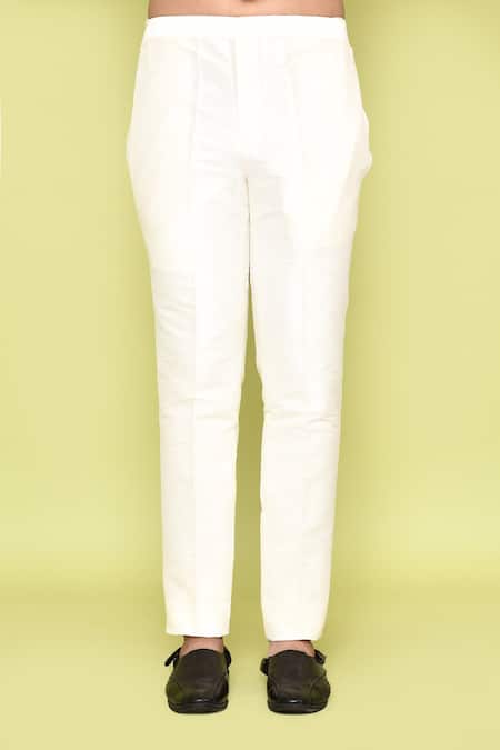 Arihant Rai Sinha_Green Cotton Embroidery Neck Kurta With Pant _Online_at_Aza_Fashions