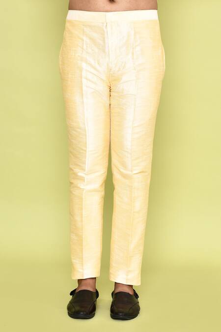 Arihant Rai Sinha_Yellow Cotton Beads, Embroidery Kurta With Pant _Online_at_Aza_Fashions