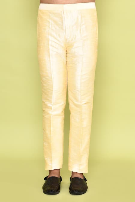 Arihant Rai Sinha_Yellow Silk Mirrors, Embroidery Thread Kurta With Pant_Online_at_Aza_Fashions