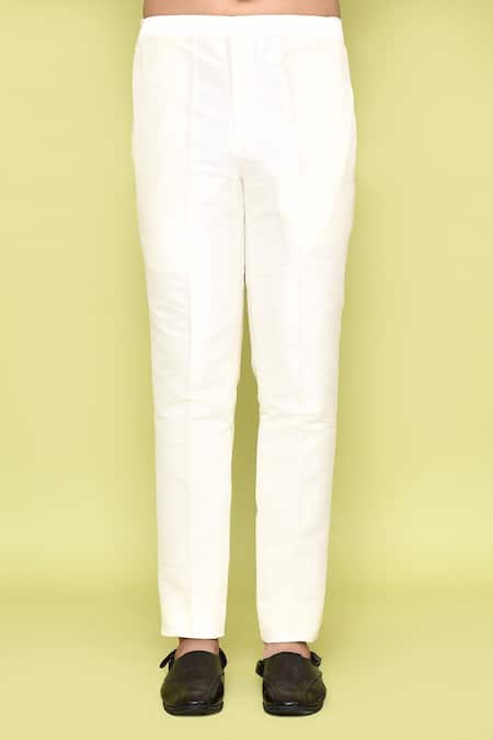 Arihant Rai Sinha_Cream Cotton Embroidery Thread Placement Kurta With Pant _Online_at_Aza_Fashions