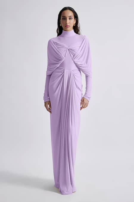 Deme by Gabriella Kenny Plain Full Sleeve Draped Dress 