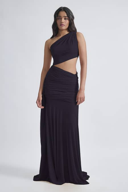 Deme by Gabriella Narcisa Solid Ruched One-Shoulder Dress 