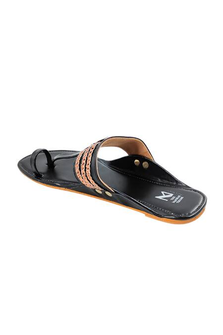 Buy_The Madras Trunk_Black Haiku Ruhi Braided Strap Kolhapuri Flats 