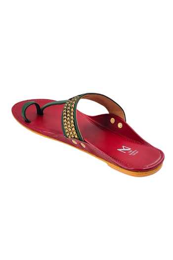 The Madras Trunk Multicolor Haiku Ruhi Cut-out Pattern Kolhapuri Flats at Aza Fashions The Madras Trunk_Multicolor Haiku Ruhi Cut-out Pattern Kolhapuri Flats _at_Aza_Fashions
