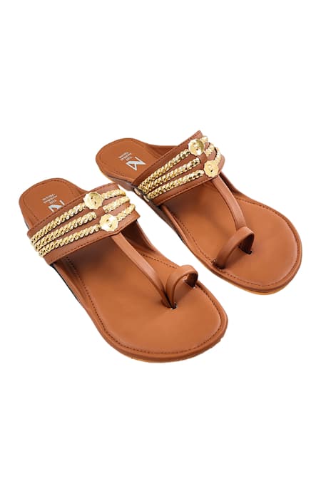 The Madras Trunk_Brown Haiku Ruhi Braided Kolhapuri Flats _Online_at_Aza_Fashions