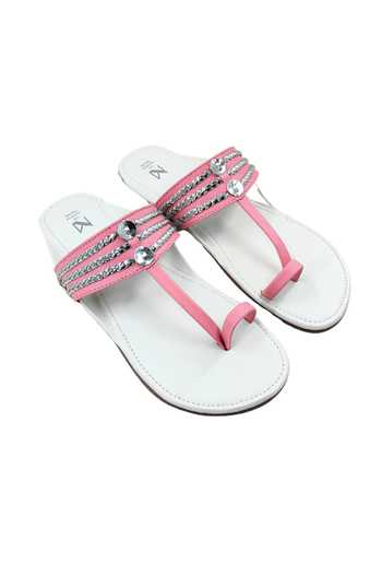 The Madras Trunk Pink Plain Haiku Ruhi Cut-out Motifs Kolhapuri Flats Online at Aza Fashions The Madras Trunk_Pink Plain Haiku Ruhi Cut-out Motifs Kolhapuri Flats _Online_at_Aza_Fashions