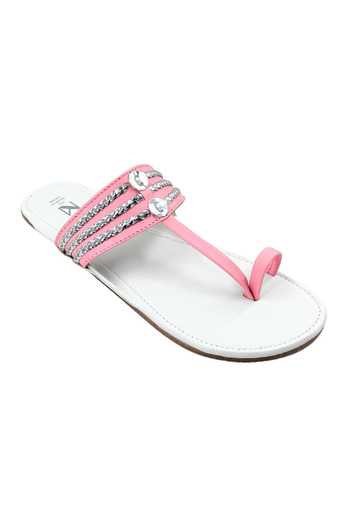 Buy The Madras Trunk Pink Plain Haiku Ruhi Cut-out Motifs Kolhapuri Flats Online at Aza Fashions Buy_The Madras Trunk_Pink Plain Haiku Ruhi Cut-out Motifs Kolhapuri Flats _Online_at_Aza_Fashions
