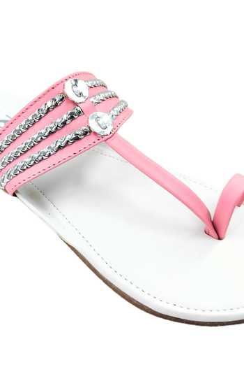 Shop The Madras Trunk Pink Plain Haiku Ruhi Cut-out Motifs Kolhapuri Flats Online at Aza Fashions Shop_The Madras Trunk_Pink Plain Haiku Ruhi Cut-out Motifs Kolhapuri Flats _Online_at_Aza_Fashions