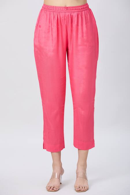 Bairaas Pink Cotton V-neck Floral Print Straight Kurta Pant Set at Aza Fashions Bairaas_Pink Cotton V-neck Floral Print Straight Kurta Pant Set_at_Aza_Fashions