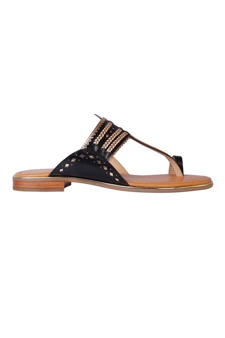 Nine By Janine Black Lace Strap Leather Sandals Online at Aza Fashions Nine By Janine_Black Lace Strap Leather Sandals _Online_at_Aza_Fashions