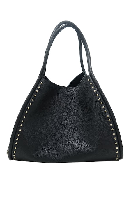 TROV Black Studs Zoe Metal Studded Tote Bag With Wallet 