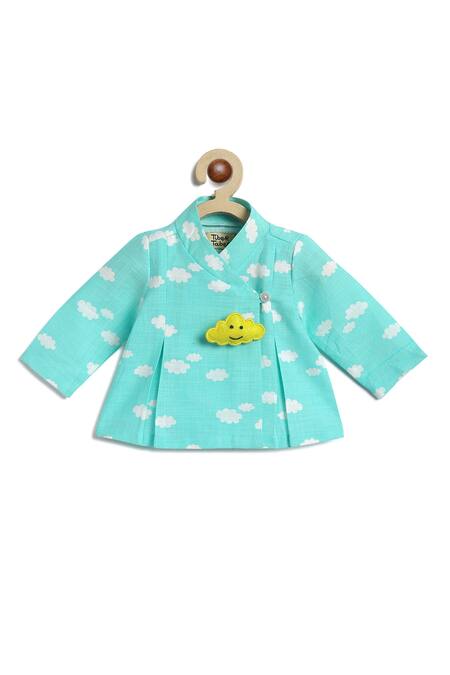 Buy Tiber Taber Blue Cotton Brooches Cloud Print Top Pant Set Online at Aza Fashions Buy_Tiber Taber_Blue Cotton Brooches Cloud Print Top Pant Set _Online_at_Aza_Fashions