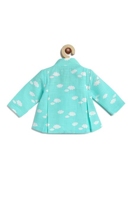 Shop Tiber Taber Blue Cotton Brooches Cloud Print Top Pant Set Online at Aza Fashions Shop_Tiber Taber_Blue Cotton Brooches Cloud Print Top Pant Set _Online_at_Aza_Fashions