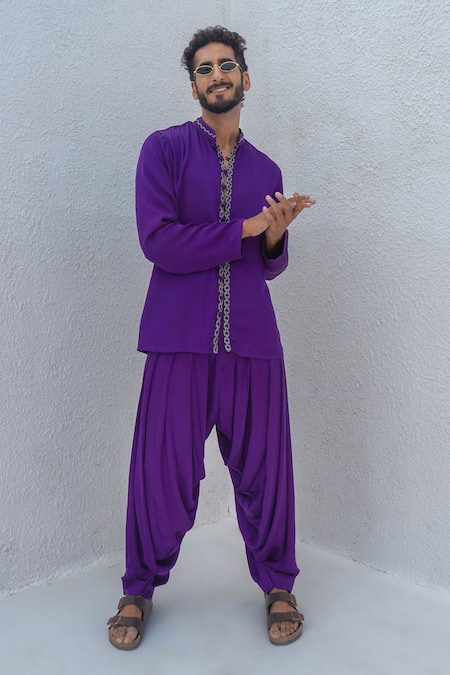 Neora By Nehal Chopra Braided Placket Kurta With Dhoti Pant 