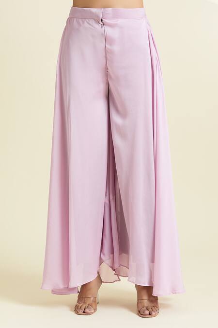 Buy_Samyukta Singhania_Purple Georgette Sequins Sweetheart Neck, Open Embroidered Tunic Set With Jacket _Online_at_Aza_Fashions