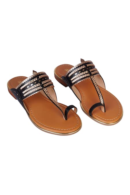 Nine By Janine Leather Lace Strap Sandals 