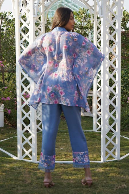 Monk & Mei By Sonia Anand Dahlia Linen Printed Kaftan Pant Set 