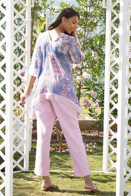 Monk & Mei By Sonia Anand Daphne Linen Printed Kaftan With Pant 