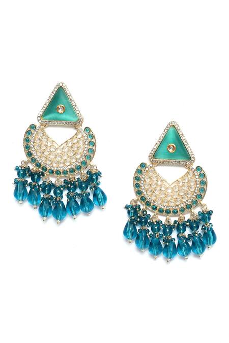 Nazaakat By Samara Singh_Gold Plated Beads, Stones Embellished Chandbali Earrings _Online_at_Aza_Fashions