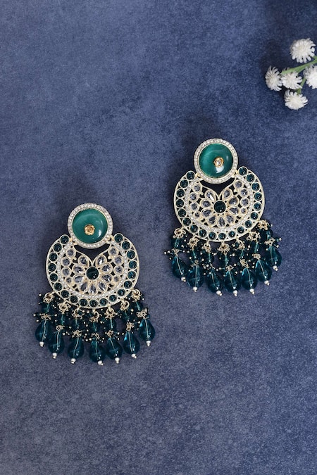 Nazaakat By Samara Singh Kundan Embellished Chandbali Earrings 