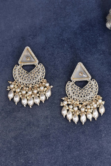 Nazaakat By Samara Singh Kundan Embellished Chandbali Dangler Earrings 