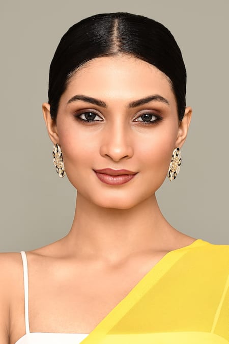 Nazaakat By Samara Singh_Gold Plated Diamonds, Stones Embellished Stud Earrings _Online_at_Aza_Fashions