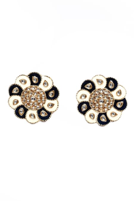 Buy_Nazaakat By Samara Singh_Gold Plated Diamonds, Stones Embellished Stud Earrings _Online_at_Aza_Fashions