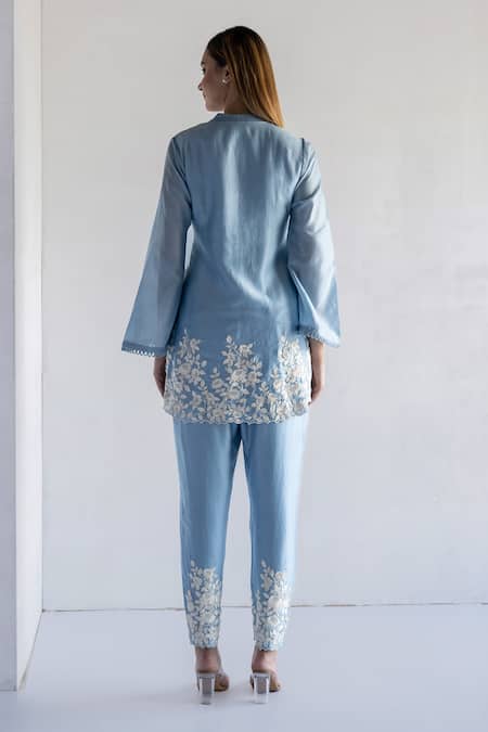 Bharat Adiani Thread Embroidered Kurta With Pant 