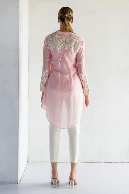 Bharat Adiani Thread Embroidered Asymmetric Shirt 