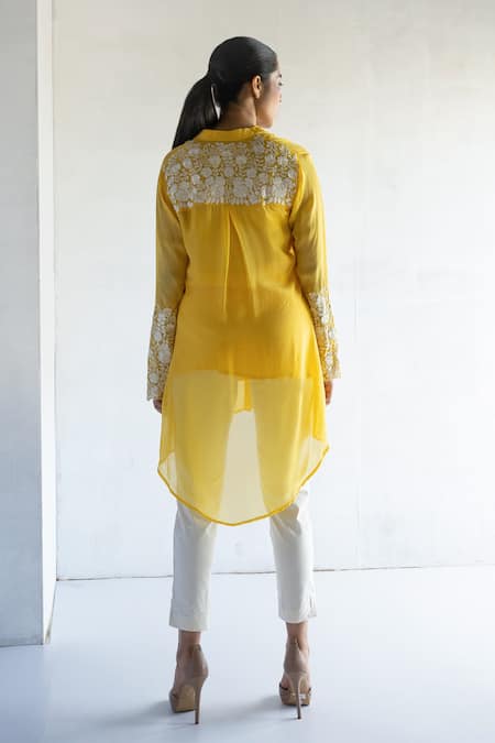 Bharat Adiani Floral Thread Embroidered Shirt 