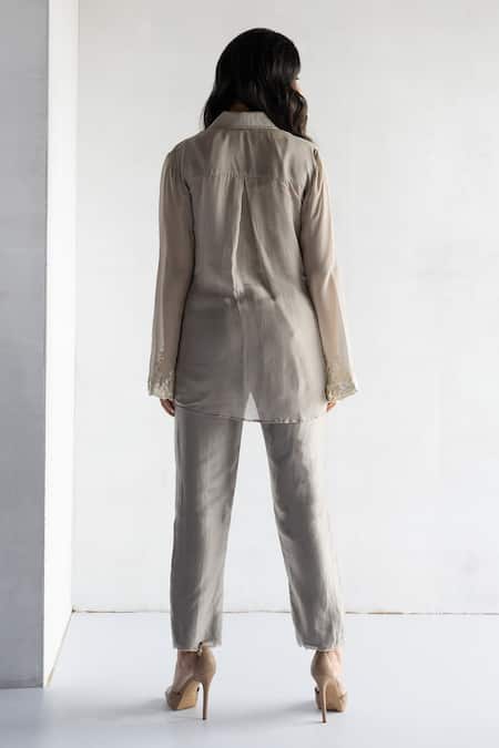 Bharat Adiani Thread Embroidered Shirt With Pant 