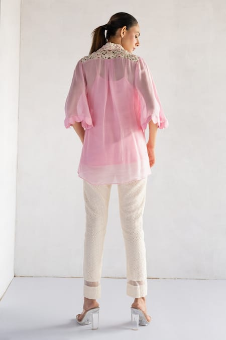 Bharat Adiani Bell Sleeve Shirt & Pant Set 