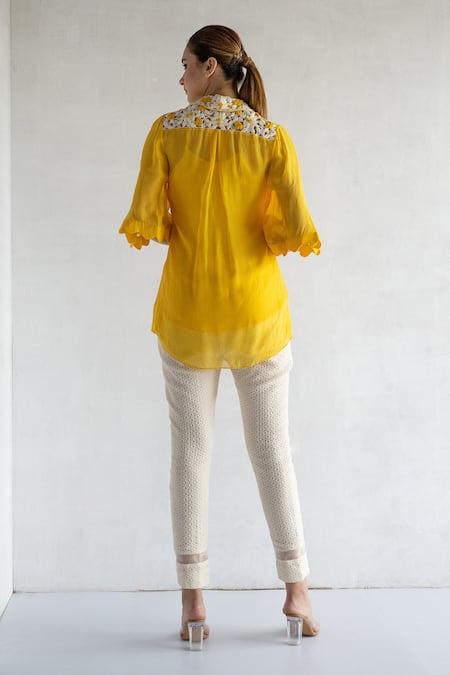 Bharat Adiani Bell Sleeve Shirt With Pant 