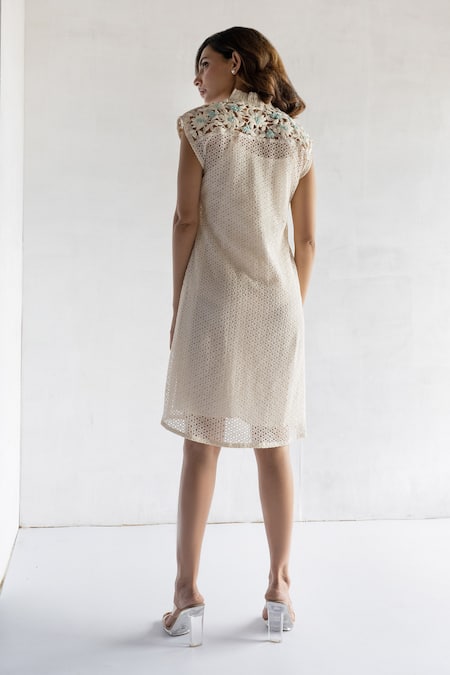 Bharat Adiani Embroidered Back Short Dress 