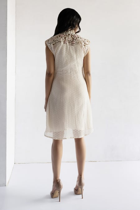 Bharat Adiani Embroidered Back Crochet Dress 