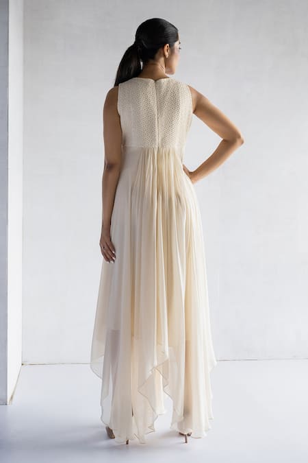 Bharat Adiani Asymmetric Floral Embroidered Tunic 