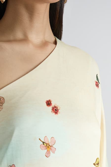 Buy_Prints By Radhika_Multi Color Crepe, Twill, Silk Satin Asymmetric One Shoulder Printed Kaftan _Online_at_Aza_Fashions