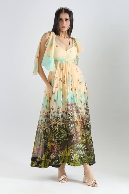 Prints by Radhika Botanical Print Pleated Dress 