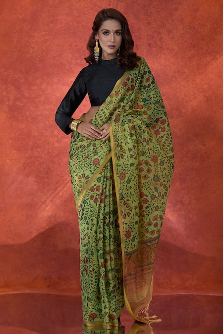 Samyukta Singhania Floral Print Zari Saree With Running Blouse 