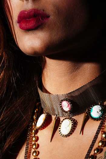 Rejuvenate Jewels_Multi Color Victorian Stone Embellished Choker _Online_at_Aza_Fashions