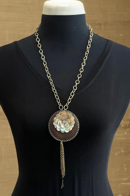 Rejuvenate Jewels Mother Of Pearl Embellished Pendant Necklace