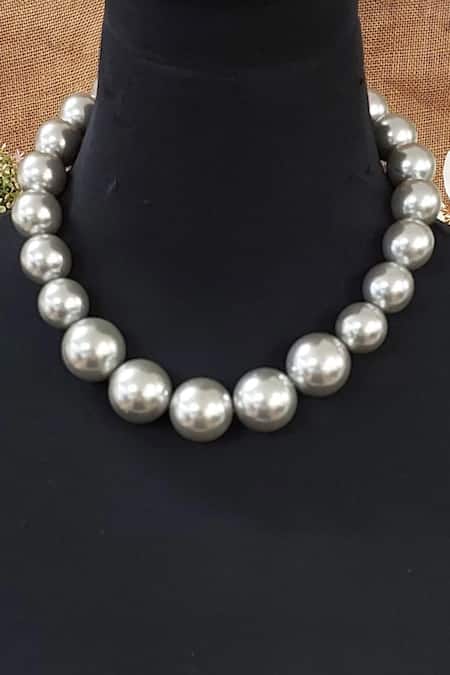 Shop Rejuvenate Jewels Silver Plated Pearl Embellished Choker at Aza Fashions Shop_Rejuvenate Jewels_Silver Plated Pearl Embellished Choker _at_Aza_Fashions