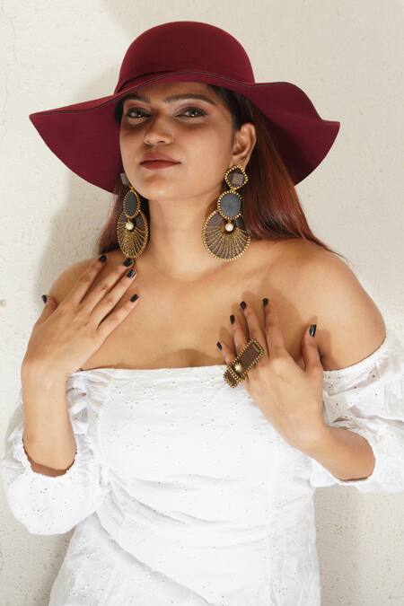 Buy_Rejuvenate Jewels_Black Pearls Sustainable Oversized Sawdust Earrings _Online_at_Aza_Fashions