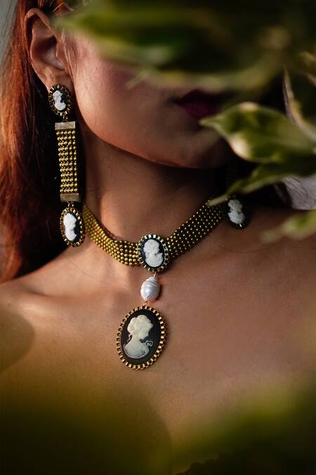 Rejuvenate Jewels_Gold Plated Cut Work Victoria Long Chain Earrings _Online_at_Aza_Fashions